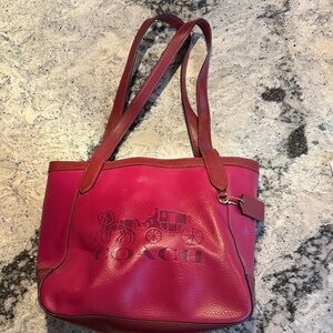 Coach Pink Leather Tote with Logo